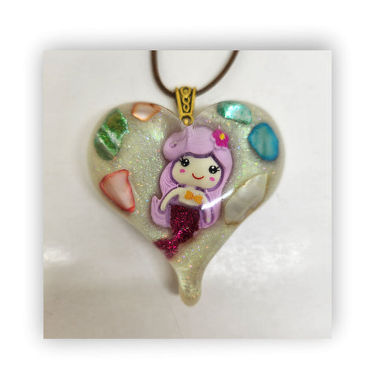 Heart pendant, heart necklace, resin heart pendant necklace, epoxy heart pendant